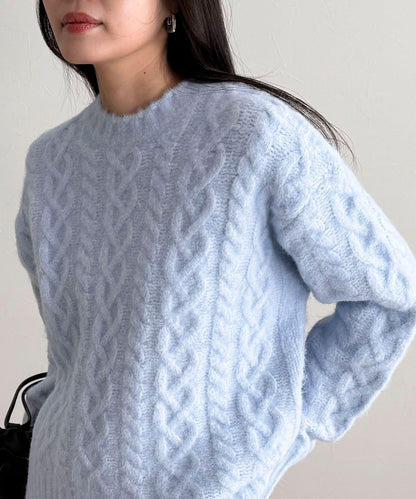 蓬鬆花紋針織套頭衫