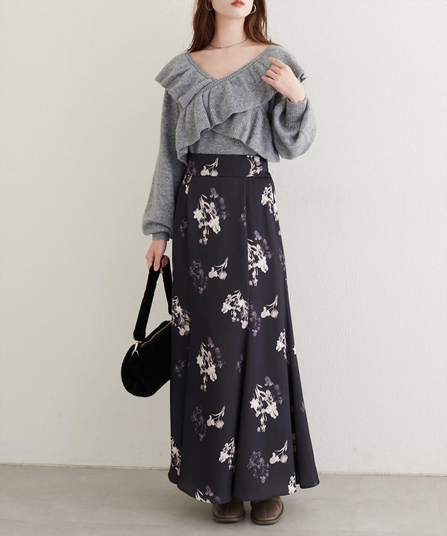 【natural couture】交叉荷葉邊針織衫