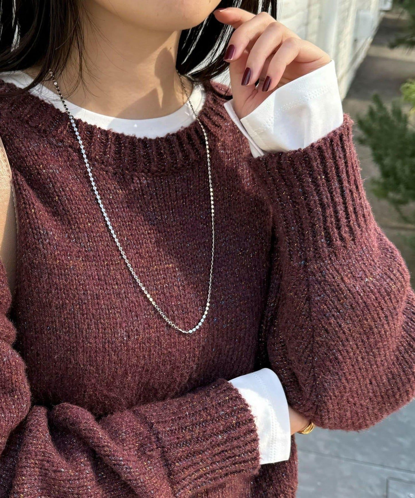 順滑圓弧下襬長袖T恤