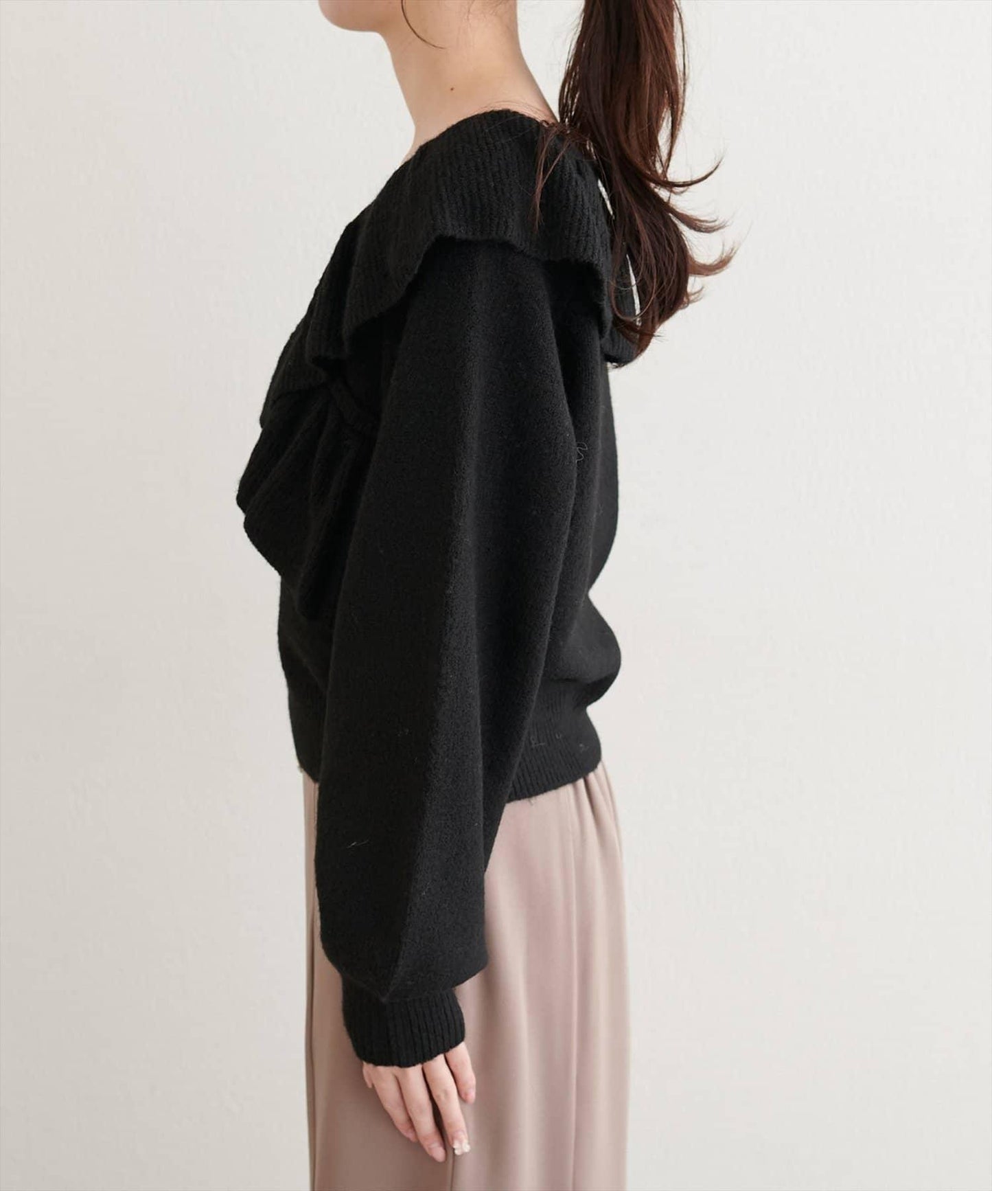 【natural couture】交叉荷葉邊針織衫