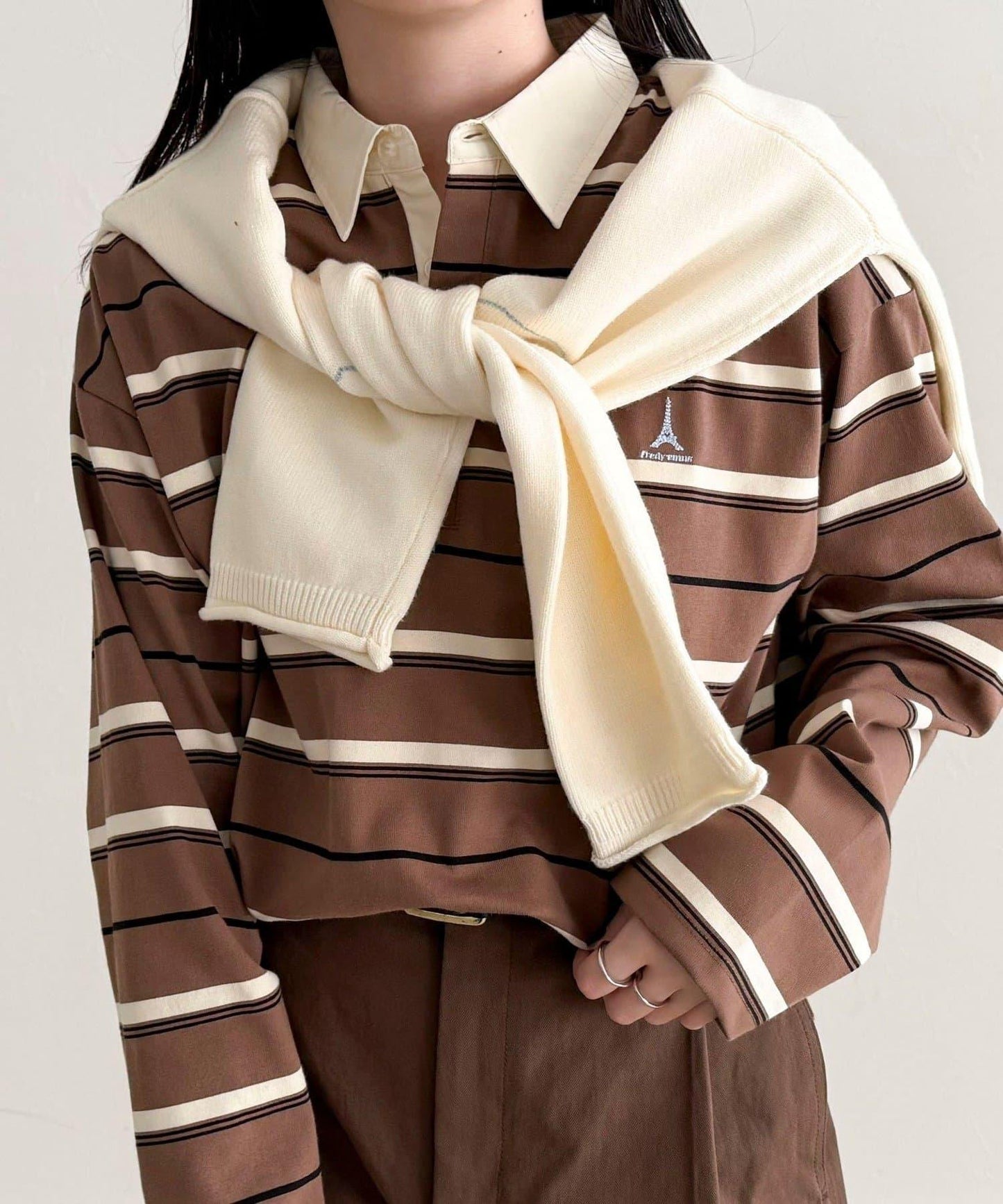 多色條紋長袖T恤