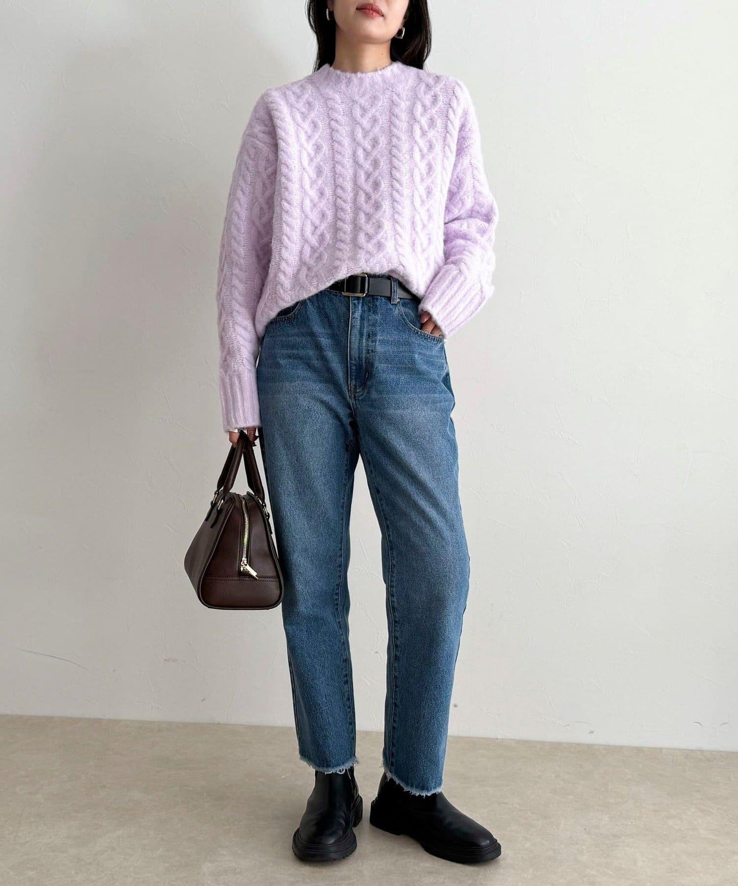 蓬鬆花紋針織套頭衫