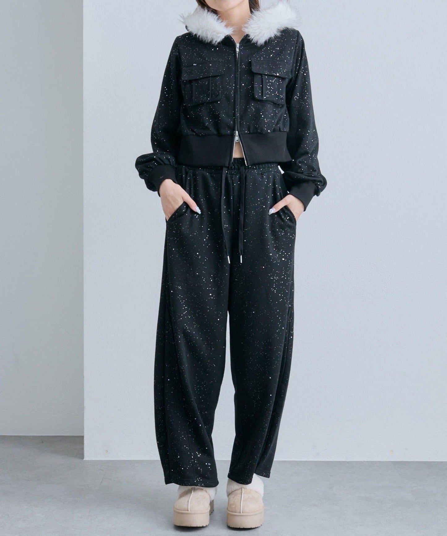 【OLIVE des OLIVE】帶毛絨裝飾衛褲