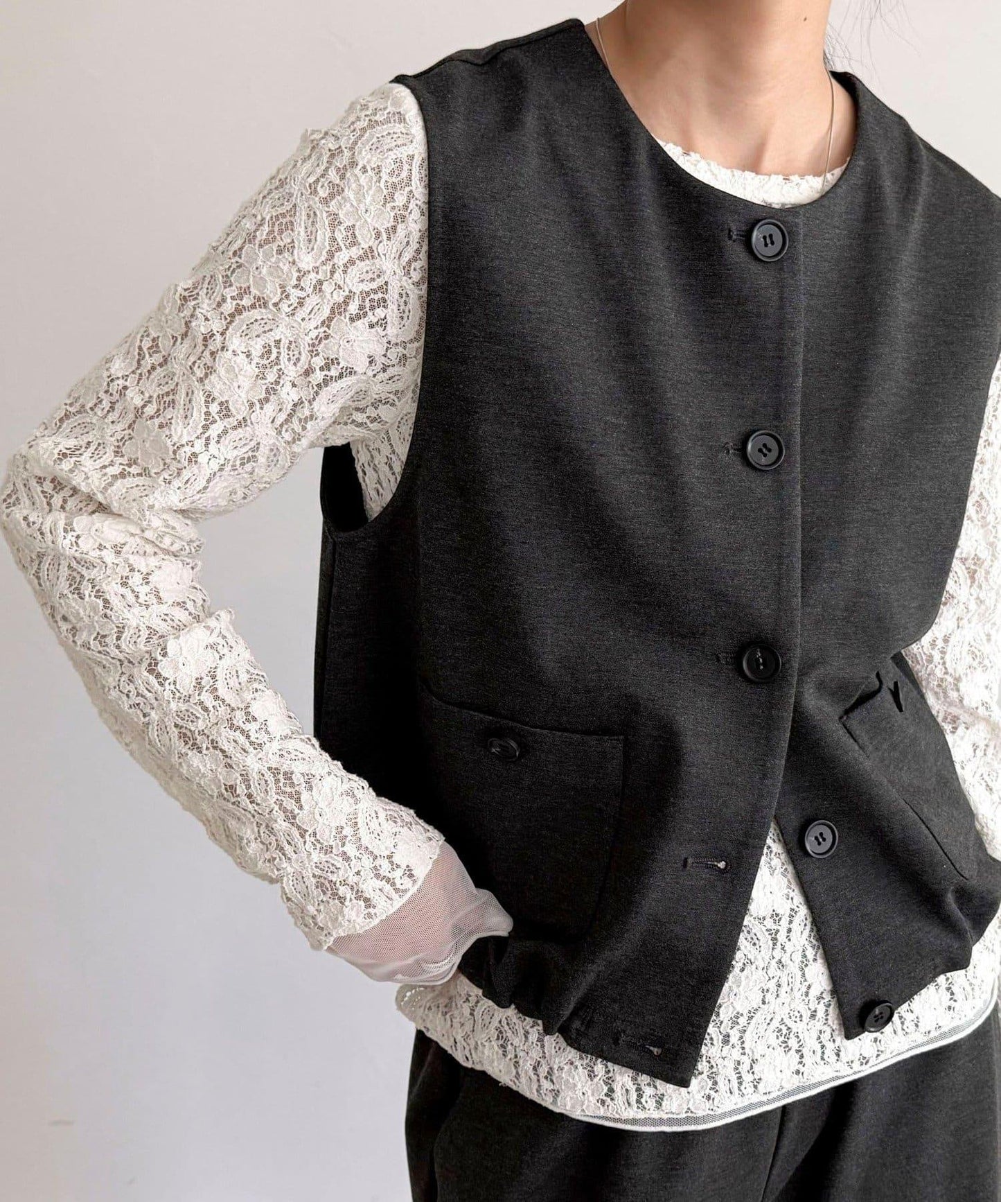 【套裝可搭配】無領馬甲