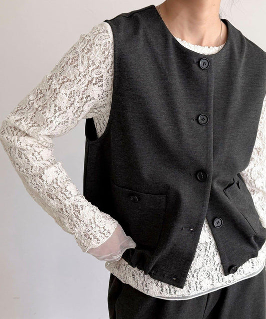 【套裝可搭配】無領馬甲