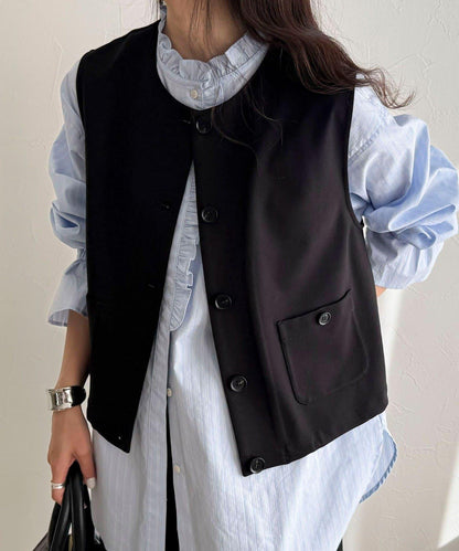 【套裝可搭配】無領馬甲