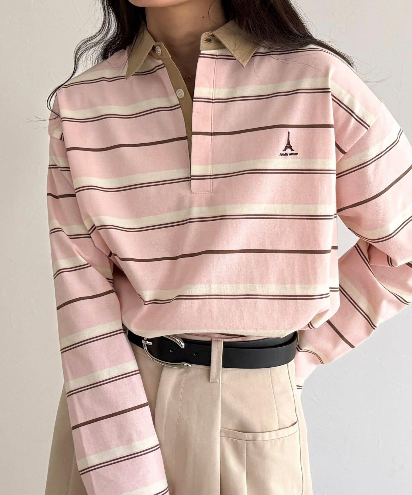 多色條紋長袖T恤