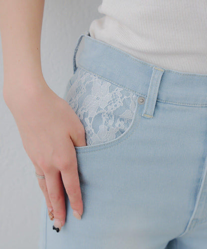 蝴蝶結側開叉喇叭褲