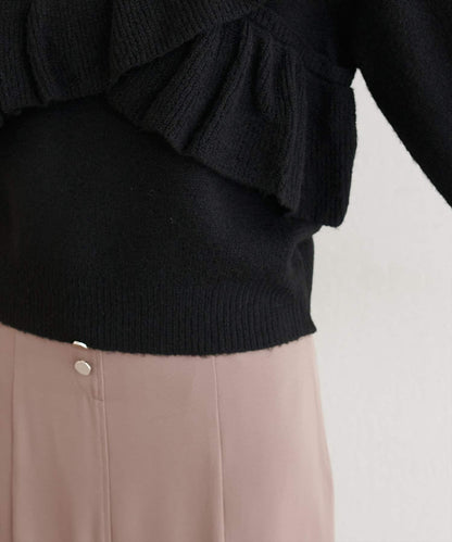 【natural couture】交叉荷葉邊針織衫