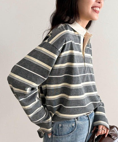 多色條紋長袖T恤