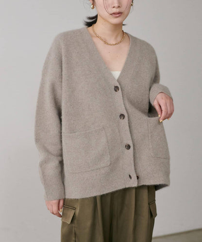 【LARUTA】狐狸毛羊毛蓬鬆開衫