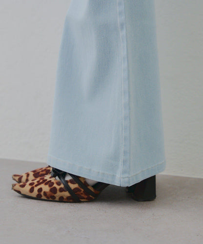 蝴蝶結側開叉喇叭褲