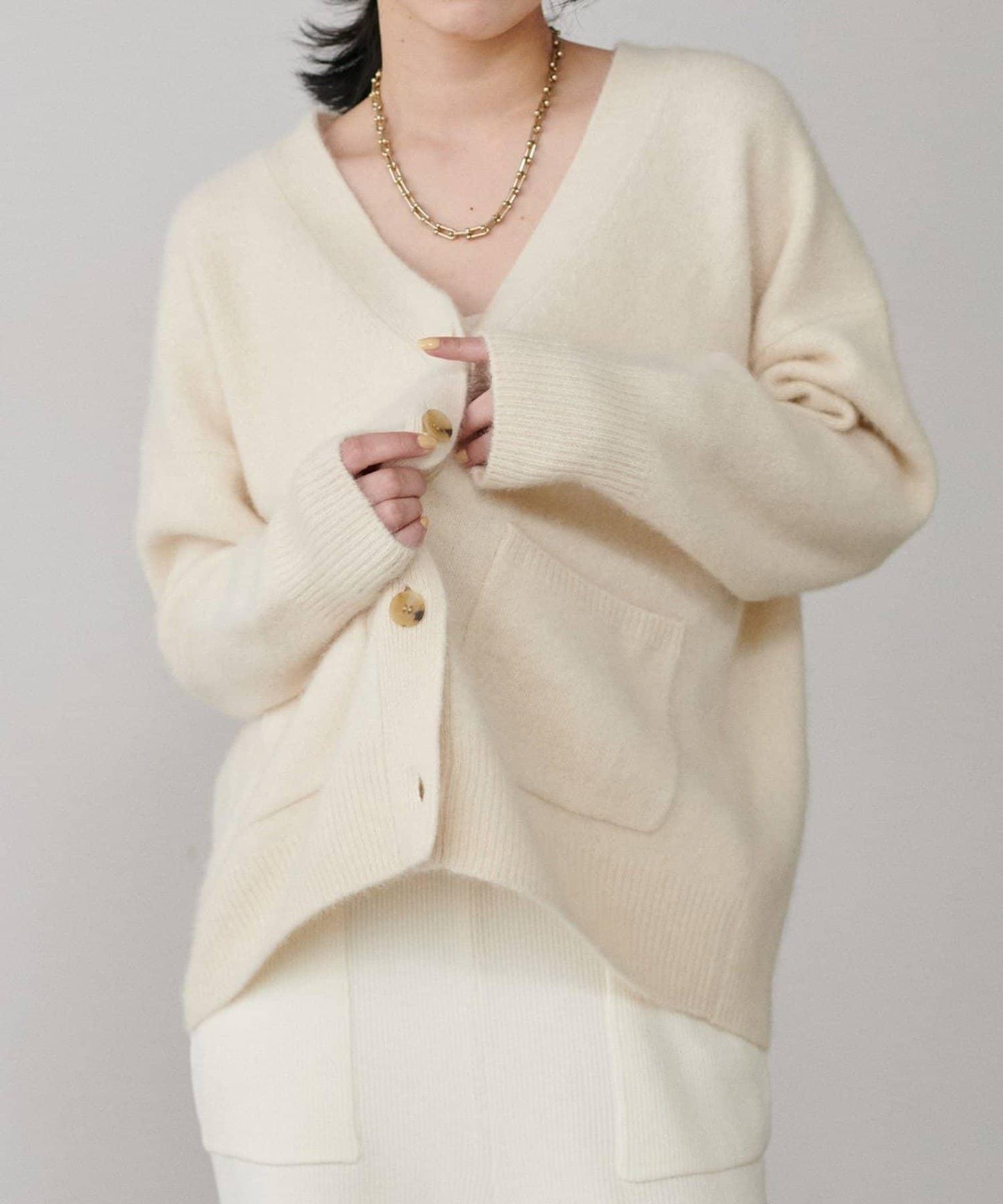 【LARUTA】狐狸毛羊毛蓬鬆開衫