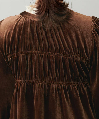 【natural couture】【canami】2WAY蝴蝶結天鵝絨襯衫