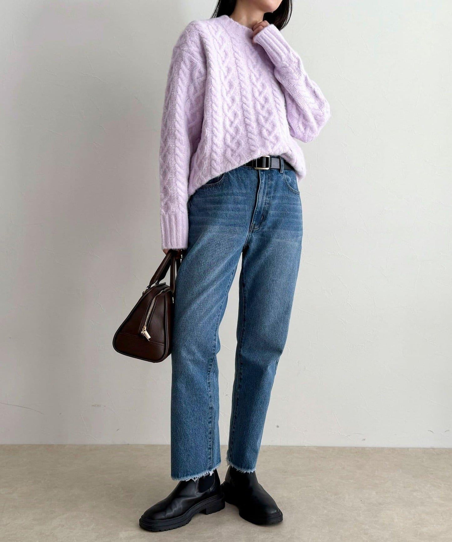 蓬鬆花紋針織套頭衫