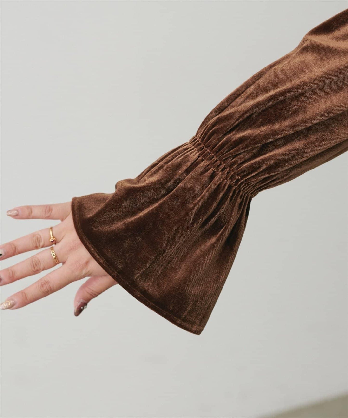 【natural couture】【canami】2WAY蝴蝶結天鵝絨襯衫