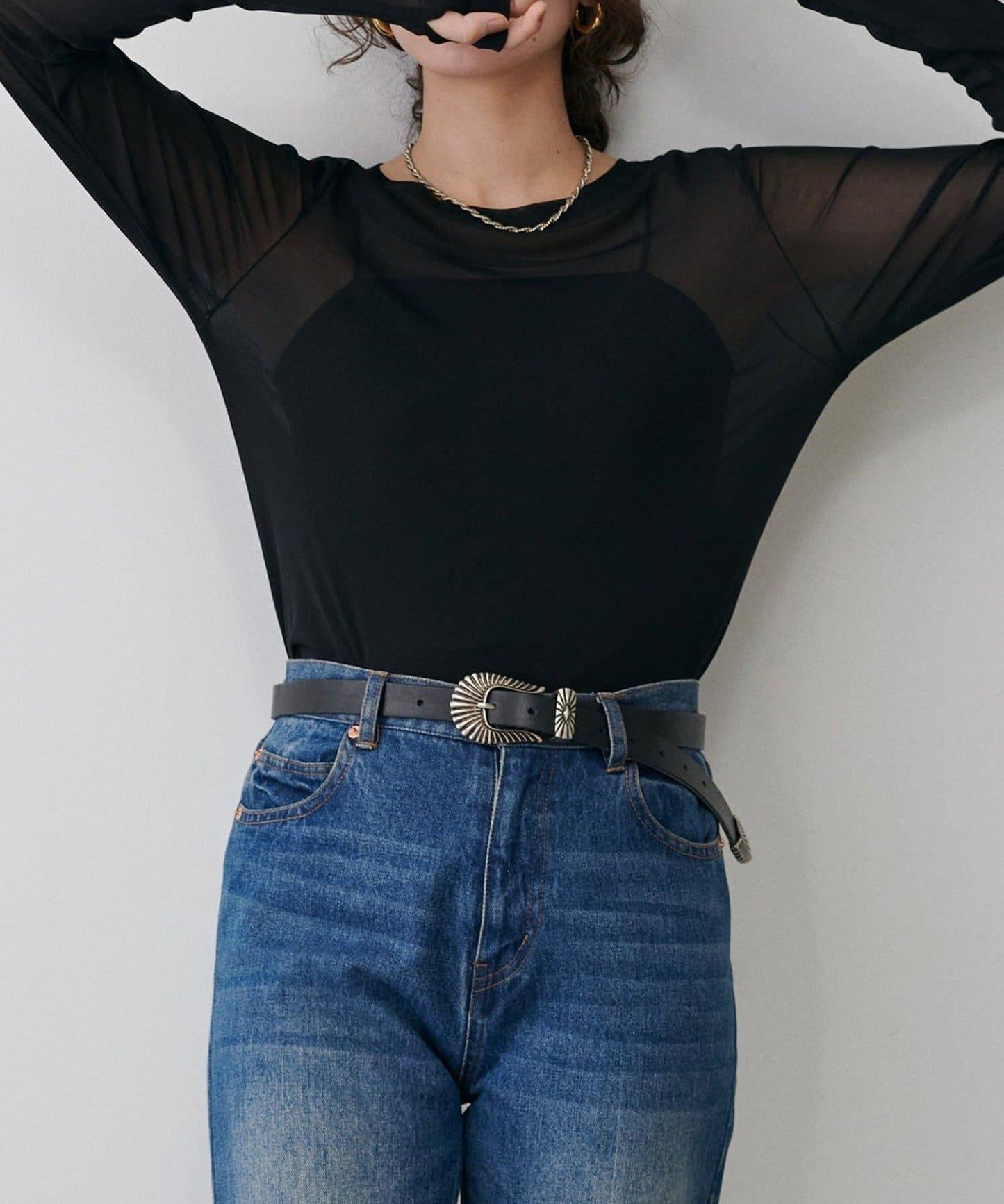 【LARUTA】網紗薄紗套頭衫