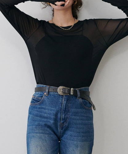 【LARUTA】網紗薄紗套頭衫