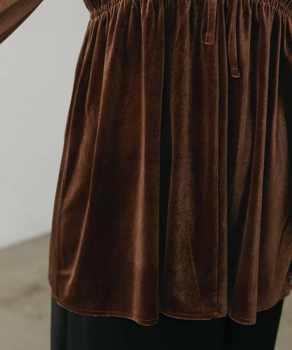 【natural couture】【canami】2WAY蝴蝶結天鵝絨襯衫