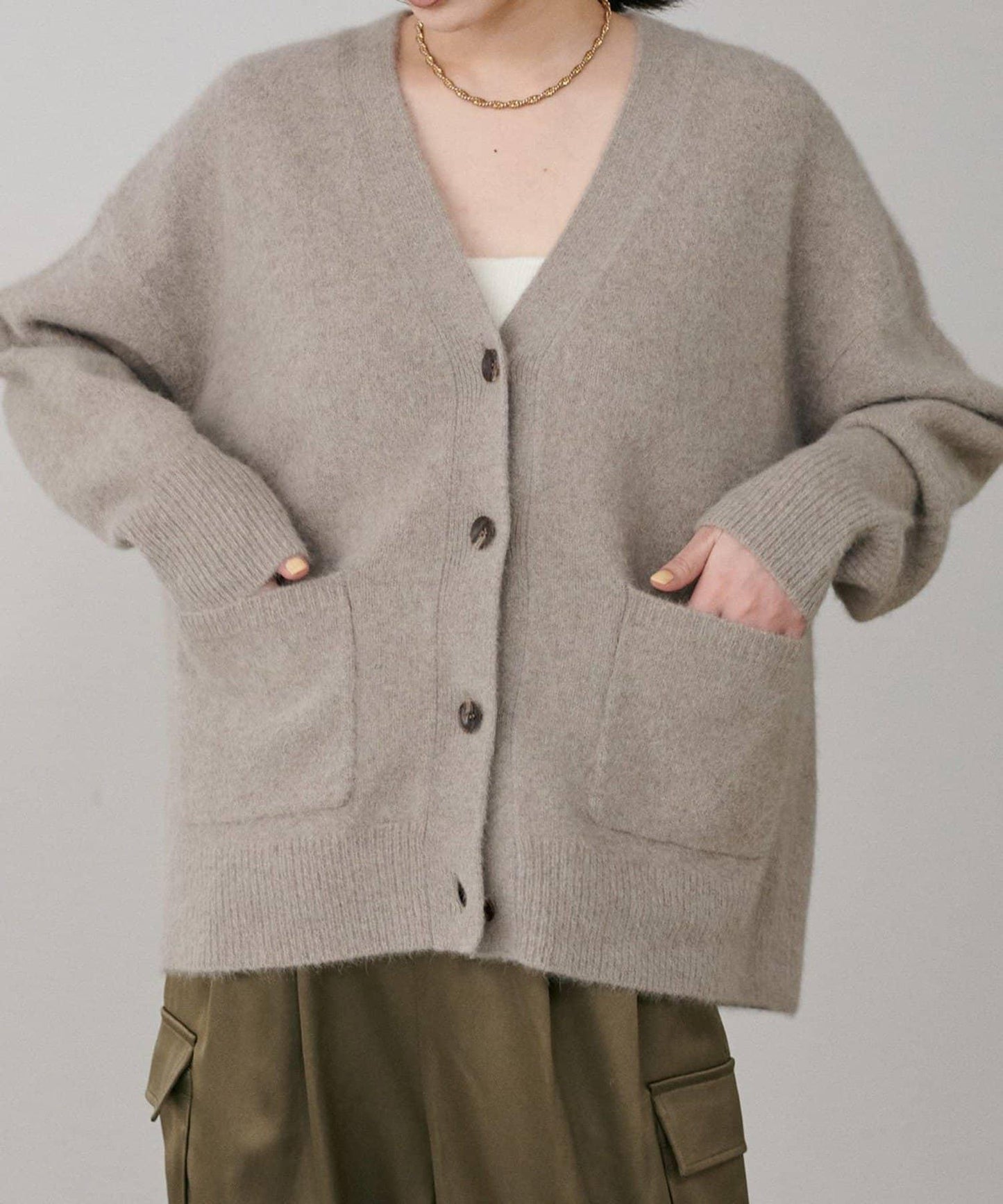 【LARUTA】狐狸毛羊毛蓬鬆開衫