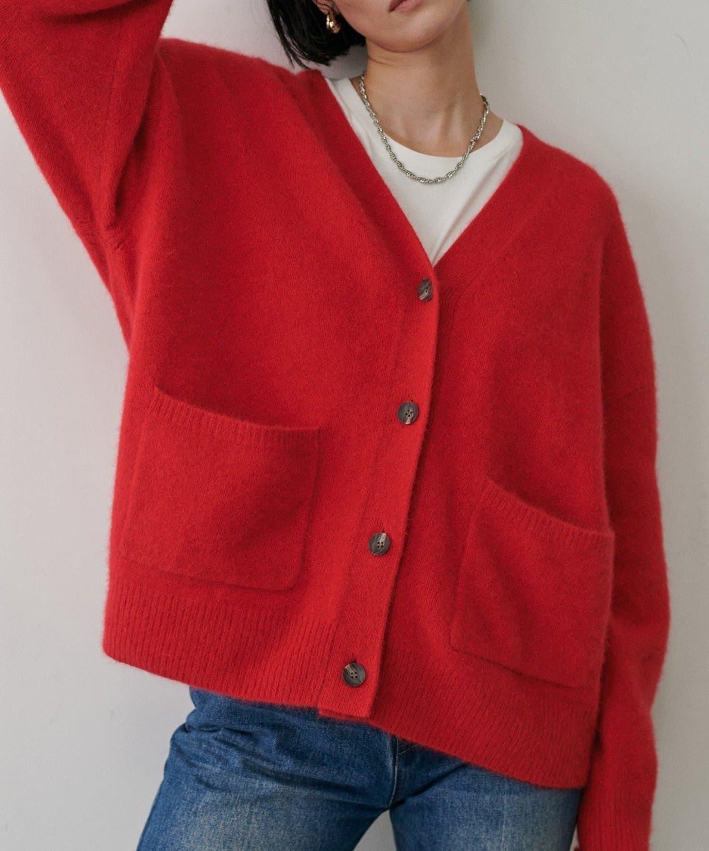 【LARUTA】狐狸毛羊毛蓬鬆開衫