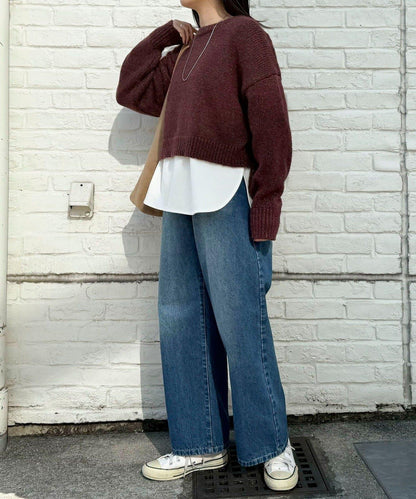 順滑圓弧下襬長袖T恤