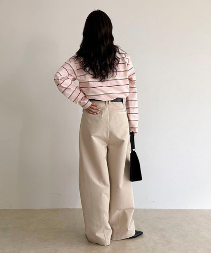 多色條紋長袖T恤