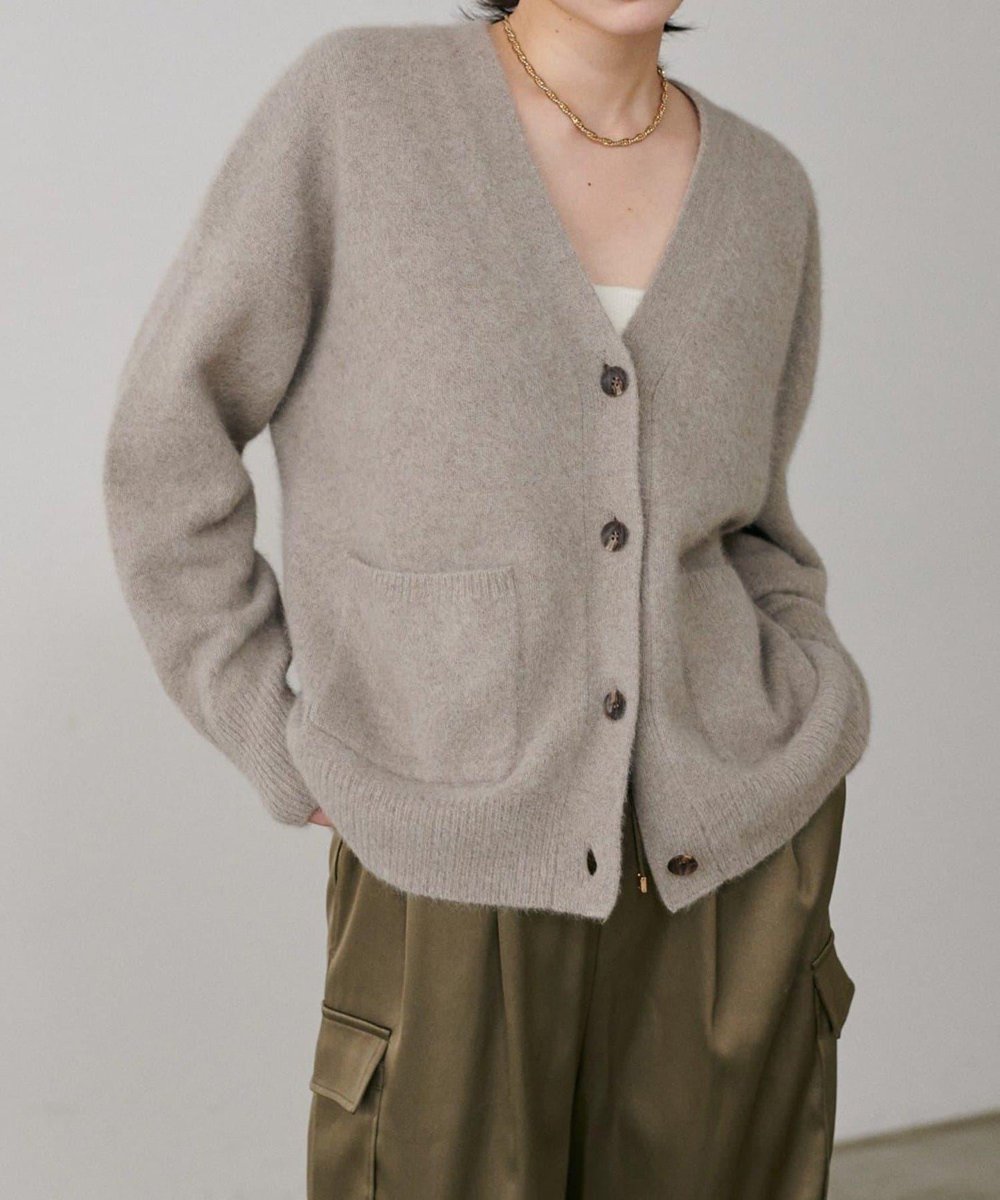 【LARUTA】狐狸毛羊毛蓬鬆開衫