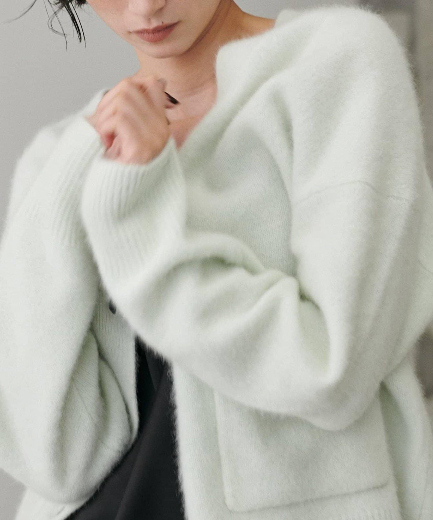 【LARUTA】狐狸毛羊毛蓬鬆開衫