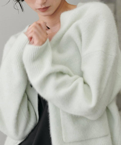 【LARUTA】狐狸毛羊毛蓬鬆開衫