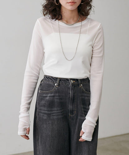 【LARUTA】網紗薄紗套頭衫