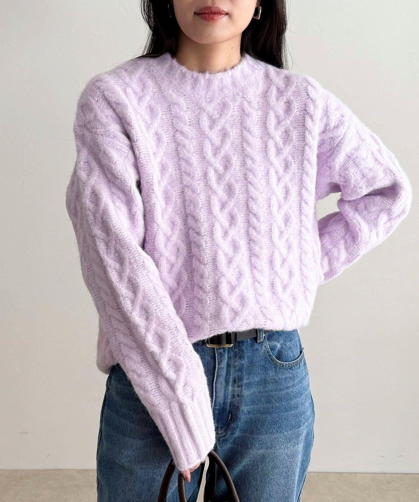 蓬鬆花紋針織套頭衫