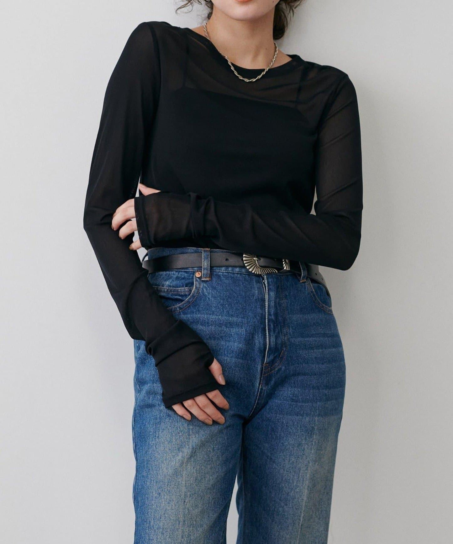 【LARUTA】網紗薄紗套頭衫