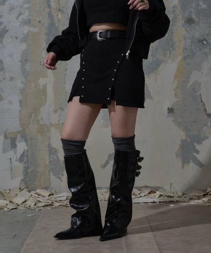 【Mavie..7】鉚釘裝飾迷你半身裙