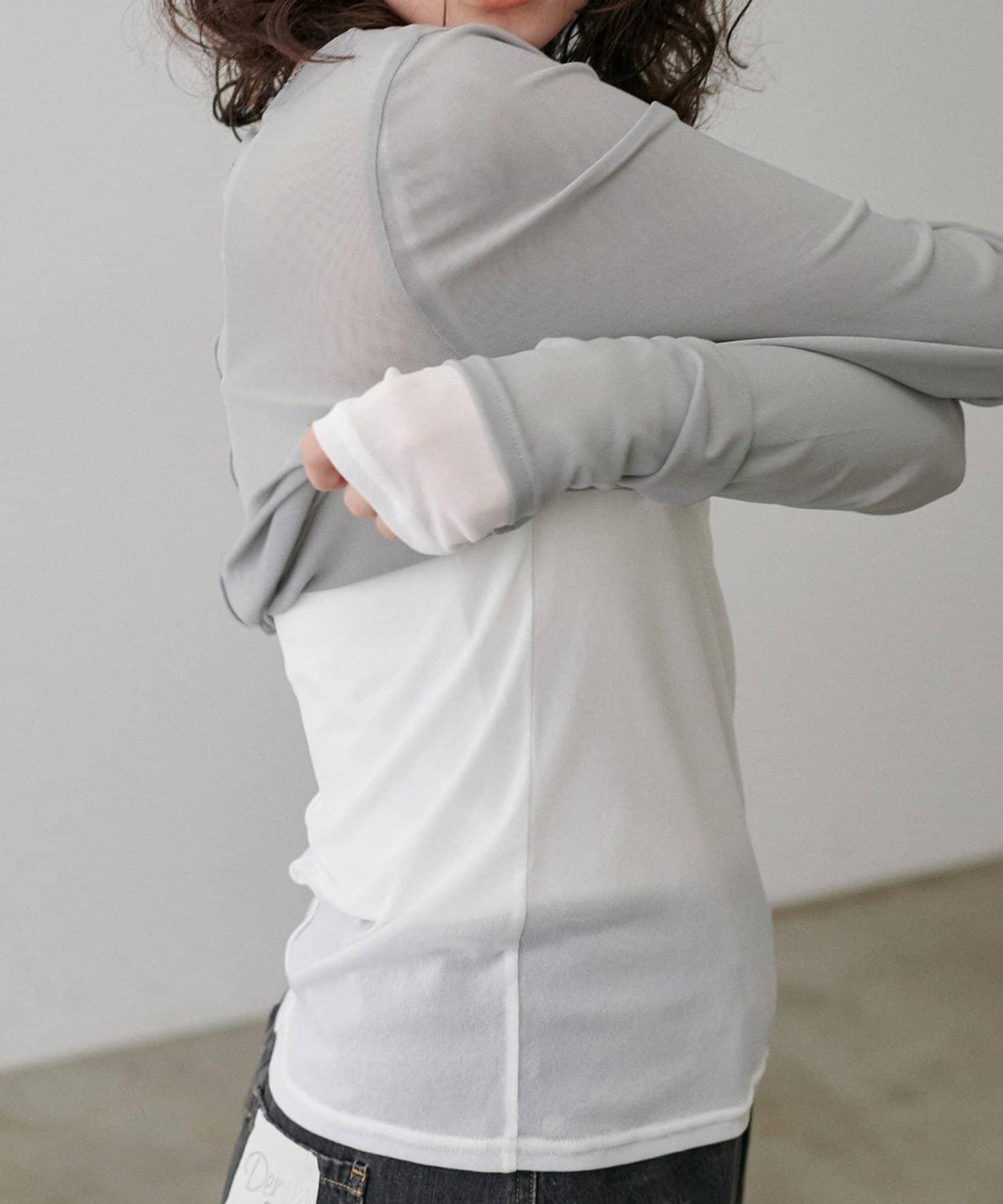 【LARUTA】網紗薄紗套頭衫