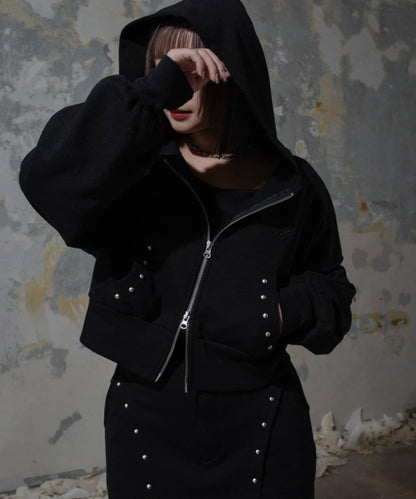 【Mavie..7】鉚釘裝飾衛衣連帽衫