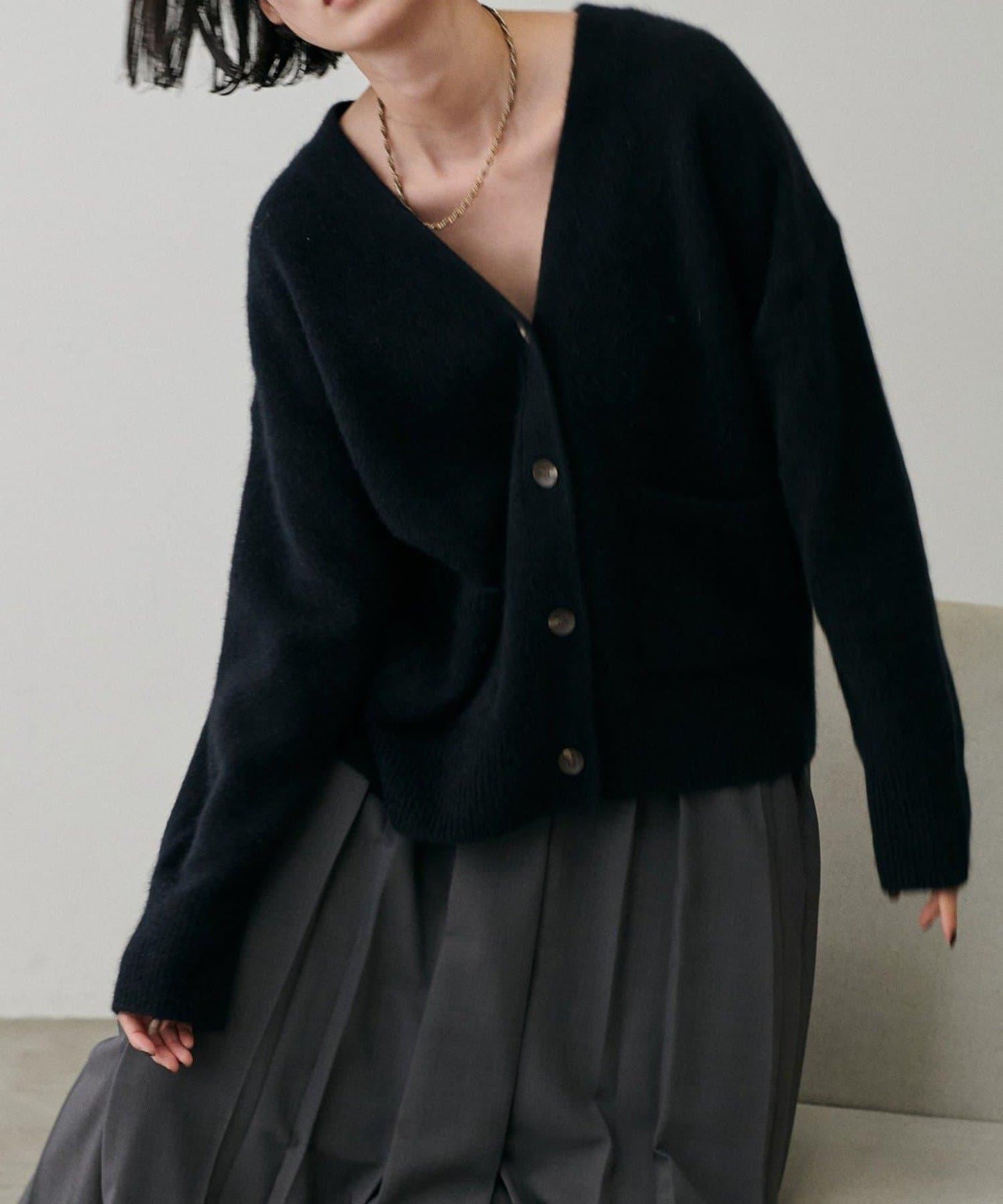 【LARUTA】狐狸毛羊毛蓬鬆開衫