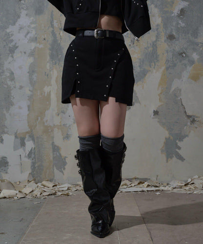 【Mavie..7】鉚釘裝飾迷你半身裙