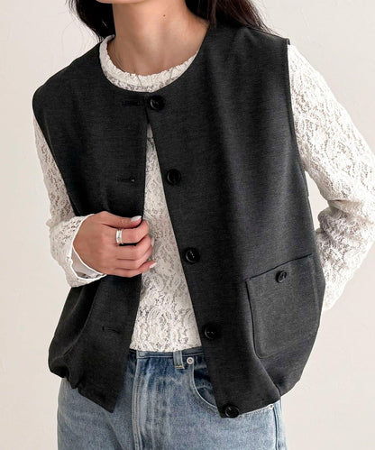 【套裝可搭配】無領馬甲