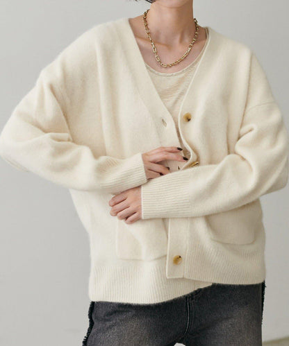 【LARUTA】狐狸毛羊毛蓬鬆開衫