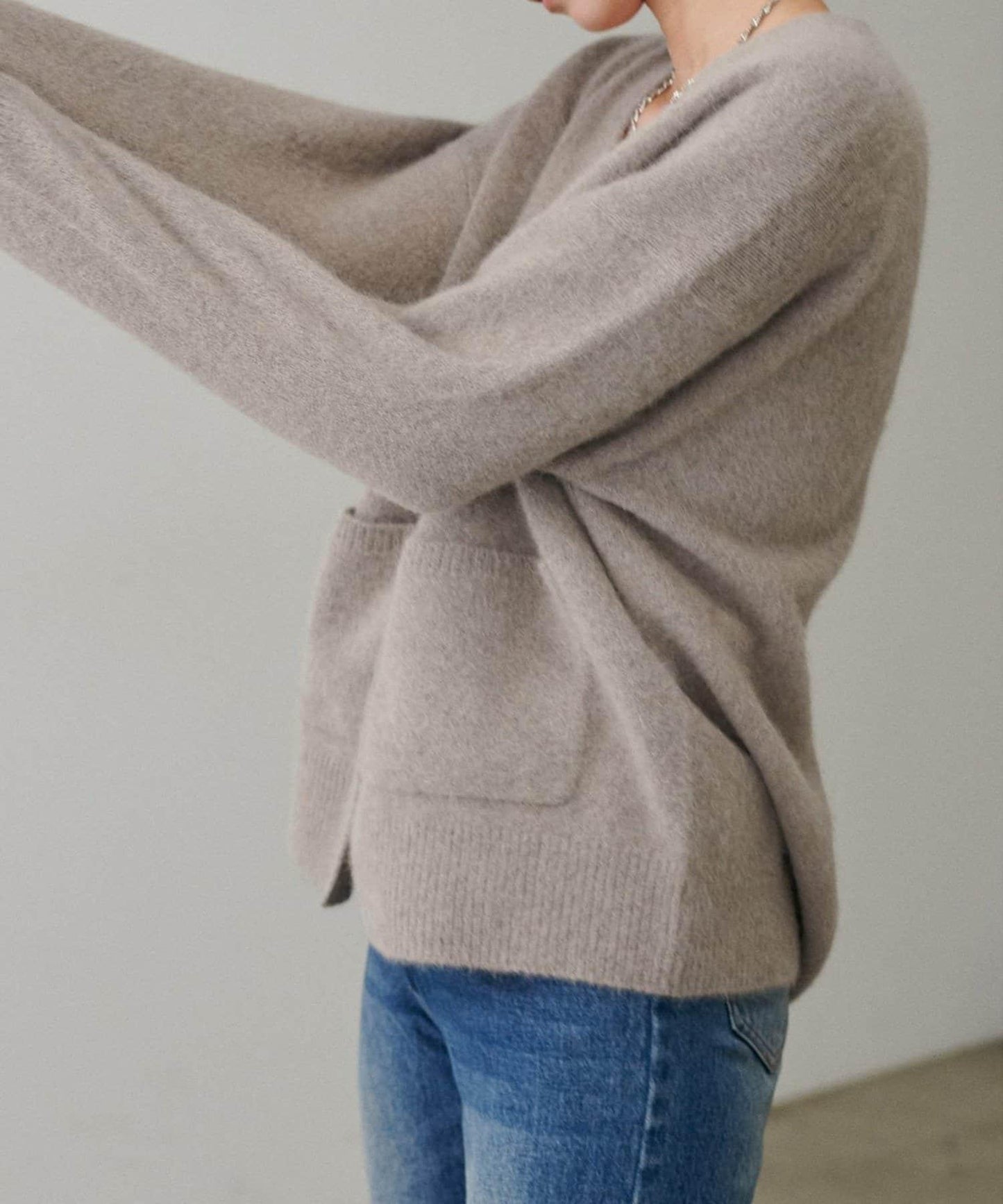 【LARUTA】狐狸毛羊毛蓬鬆開衫