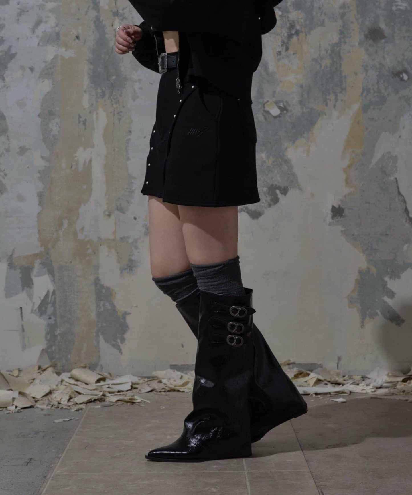 【Mavie..7】鉚釘裝飾迷你半身裙