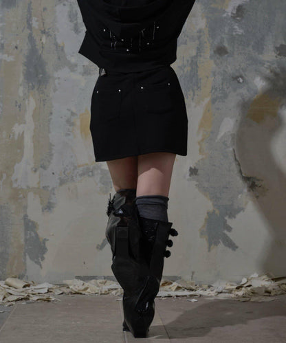 【Mavie..7】鉚釘裝飾迷你半身裙