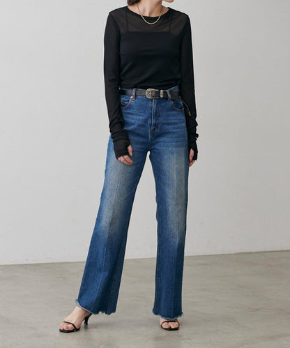 【LARUTA】網紗薄紗套頭衫