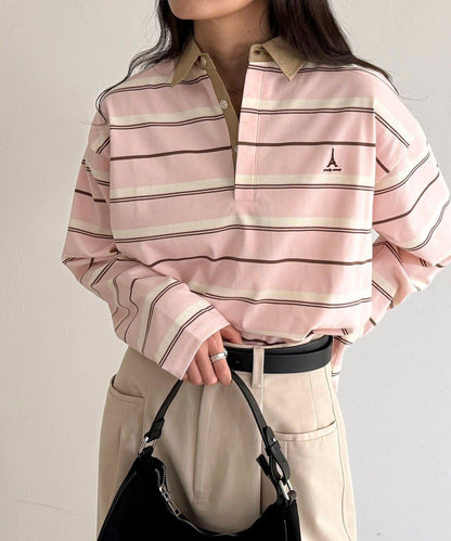 多色條紋長袖T恤