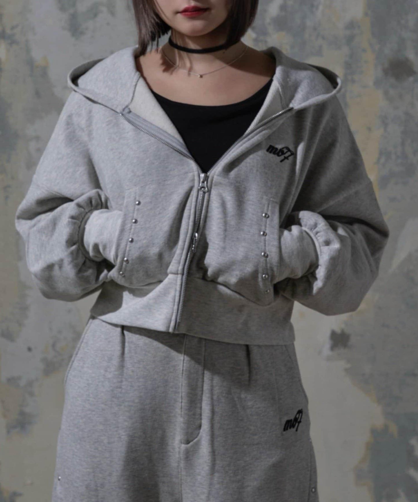 【Mavie..7】鉚釘裝飾衛衣連帽衫