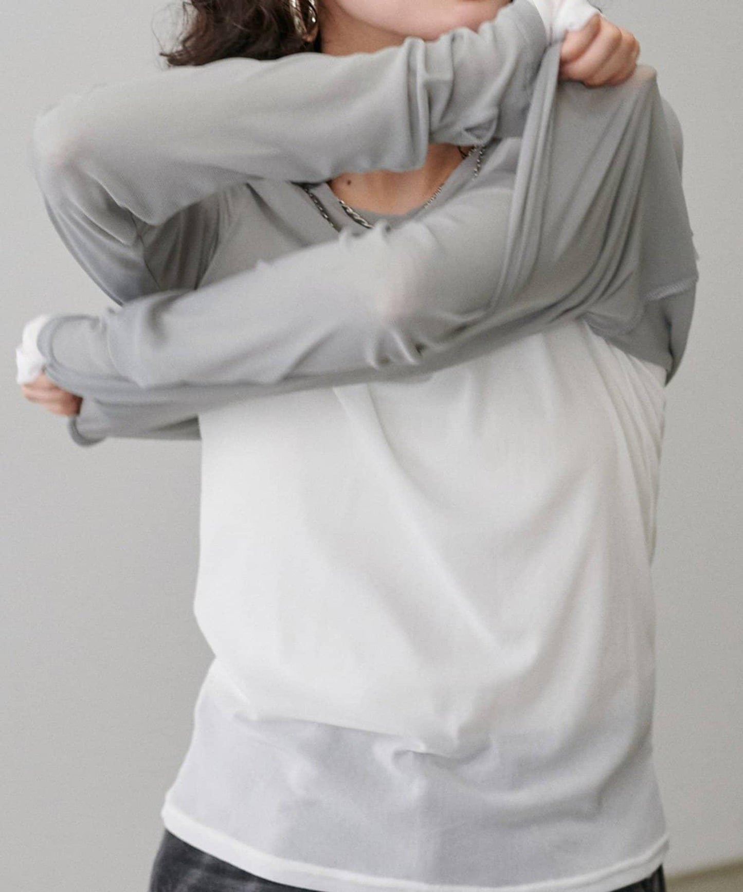 【LARUTA】網紗薄紗套頭衫