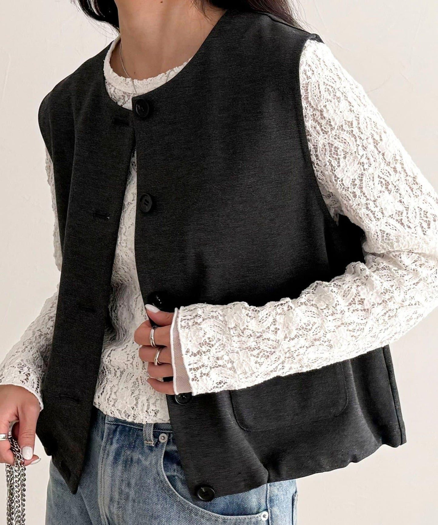 【套裝可搭配】無領馬甲