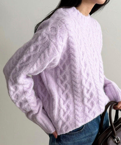 蓬鬆花紋針織套頭衫