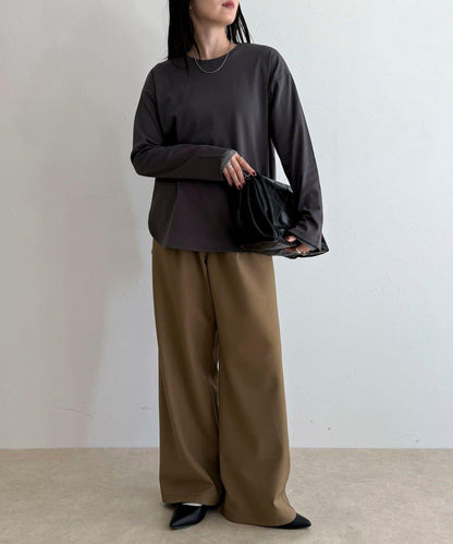 順滑圓弧下襬長袖T恤